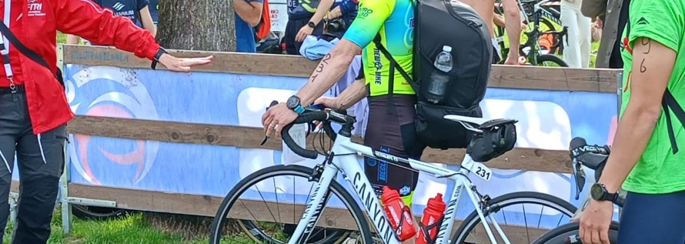 Cristian Campani Team New Bike in gara ad Asola (MN) nel triathlon Città di Asola 2023