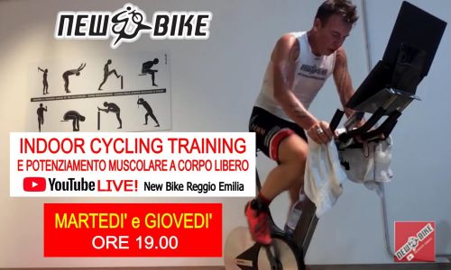 Allenamenti indoor cycling training e attività a corpo libero live su youtube New Bike Reggio Emilia