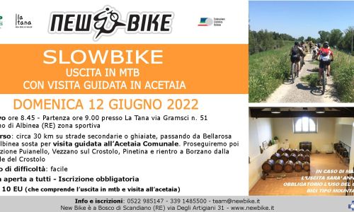 New Bike organizza Slowbike uscita in mtb e visita in acetaia domenica 12 06 2022