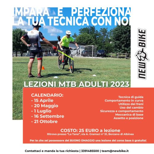 Calendario lezioni di MTB per adulti 2023 organizzate da New Bike