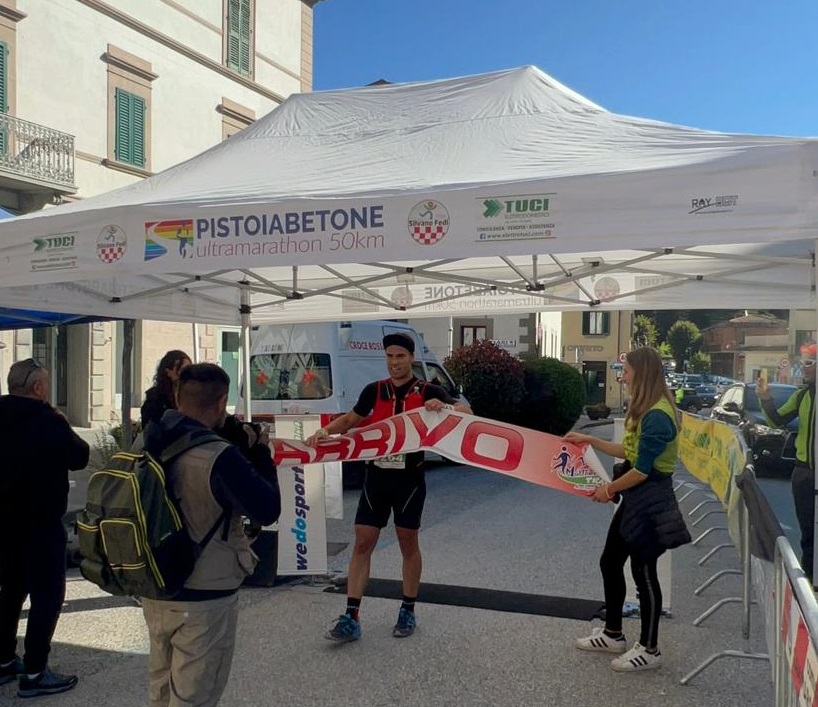 Federico Ganassi Spallanzani all'arrivo del Montanaro Trail 2022 di Pistoia